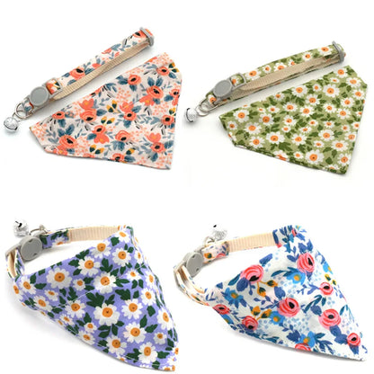 Chic Daisy-Print Adjustable Neck Scarf for Stylish Cats