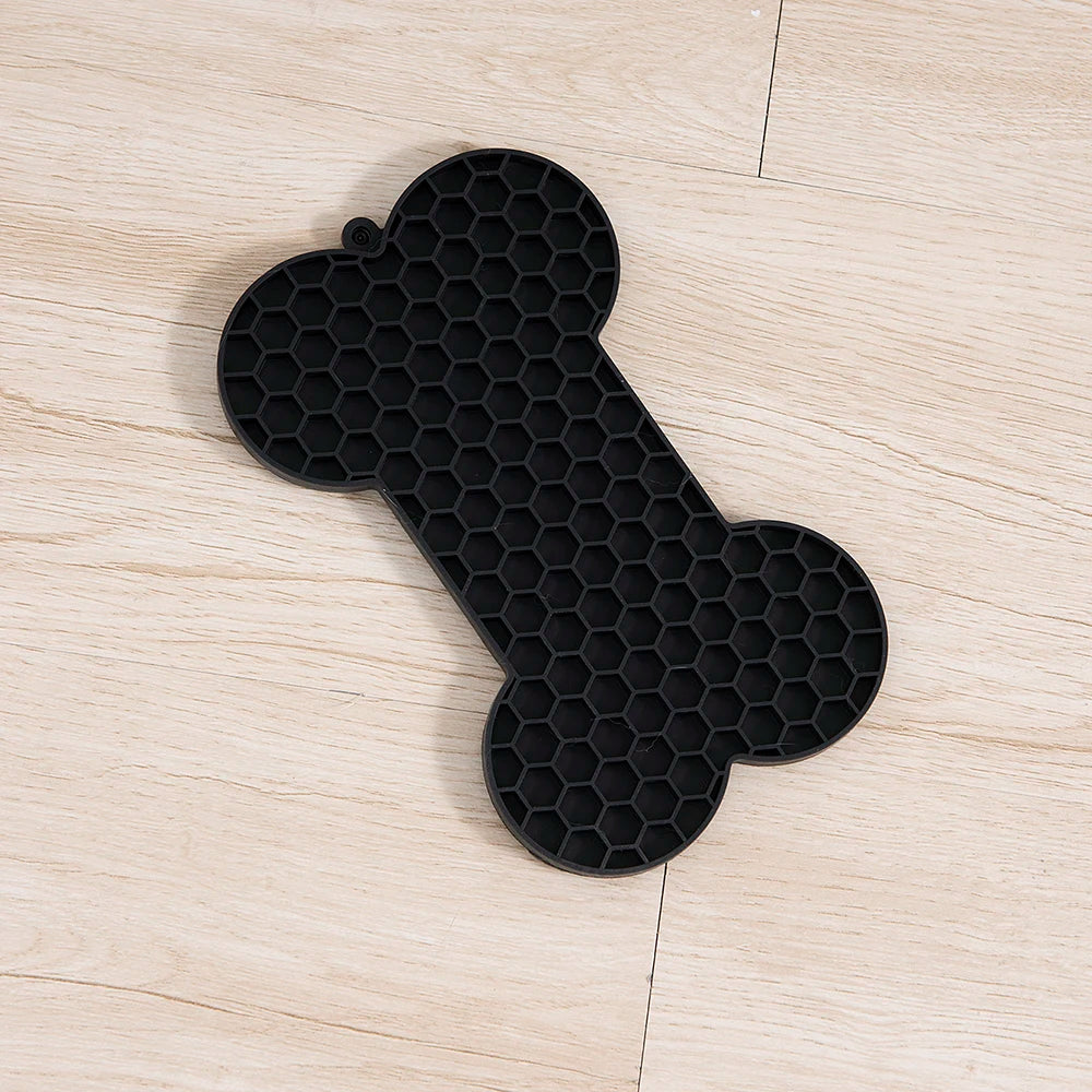 Bone-Shaped Silicone Lick Mat – Slow Feeder for Dogs