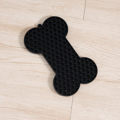 Bone-Shaped Silicone Lick Mat – Slow Feeder for Dogs
