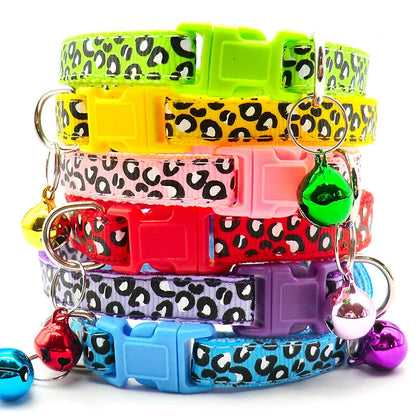 Leopard Print Adjustable Cat Collar – Stylish, Comfortable & Bell-Equipped for fashionable pets