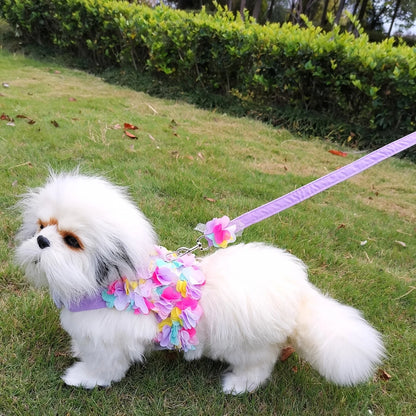 Floral Pet Dog Harness & Leash Set – For Small Cats and Dogs