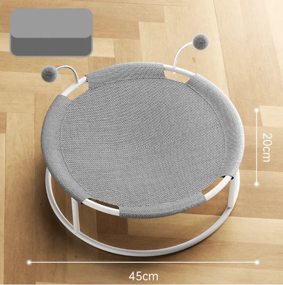 Washable Mesh Cat Bed Hammock with Spring Pom-Pom Fun – Your Pet's Favorite Hangout for Lazy Days!