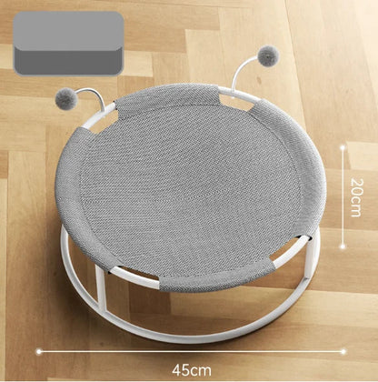 Washable Mesh Cat Bed Hammock with Spring Pom-Pom Fun – Your Pet's Favorite Hangout for Lazy Days!